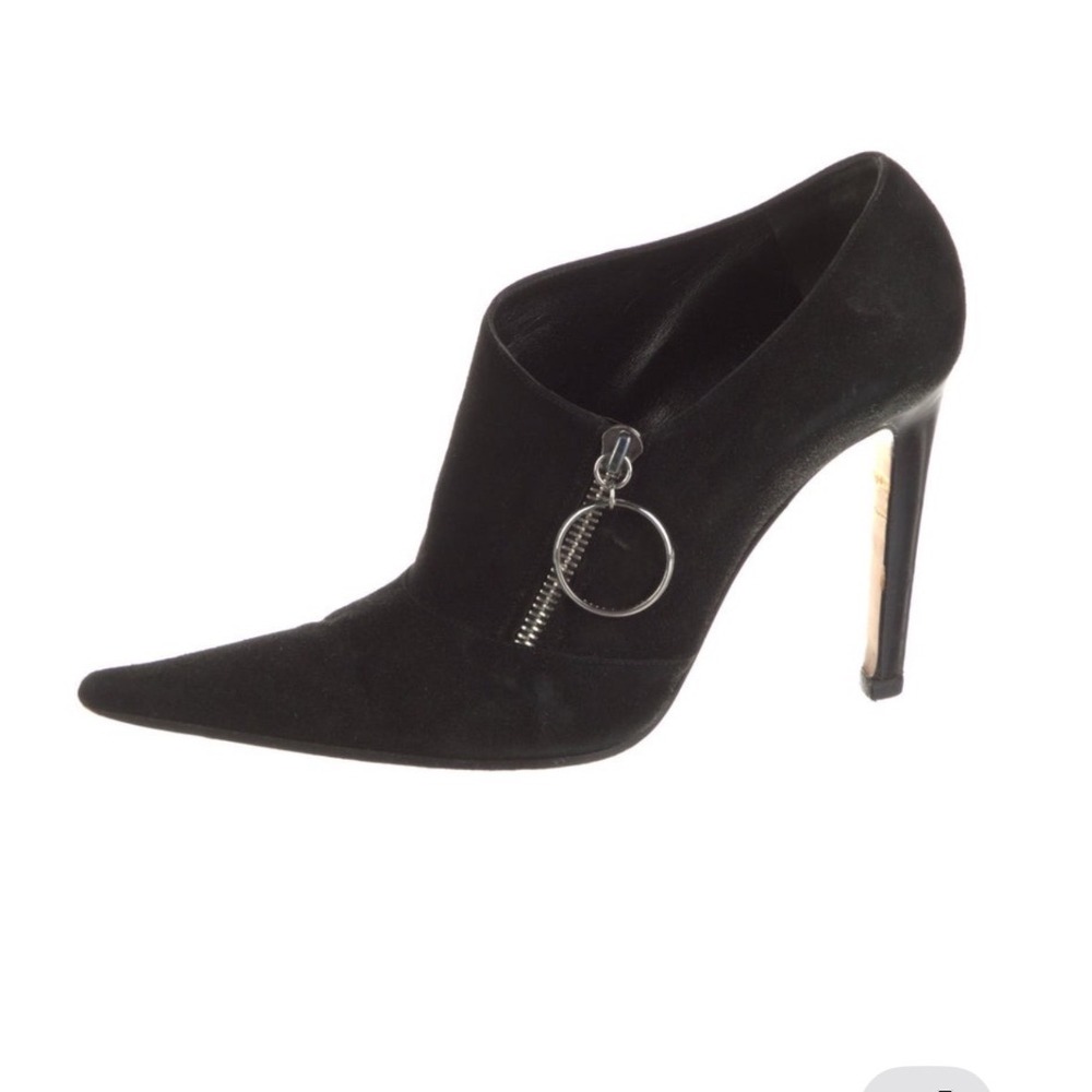 Sergio Rossi Black Suede Zip‎ Ankle Pumps Size 8.5 (IT 38.5)